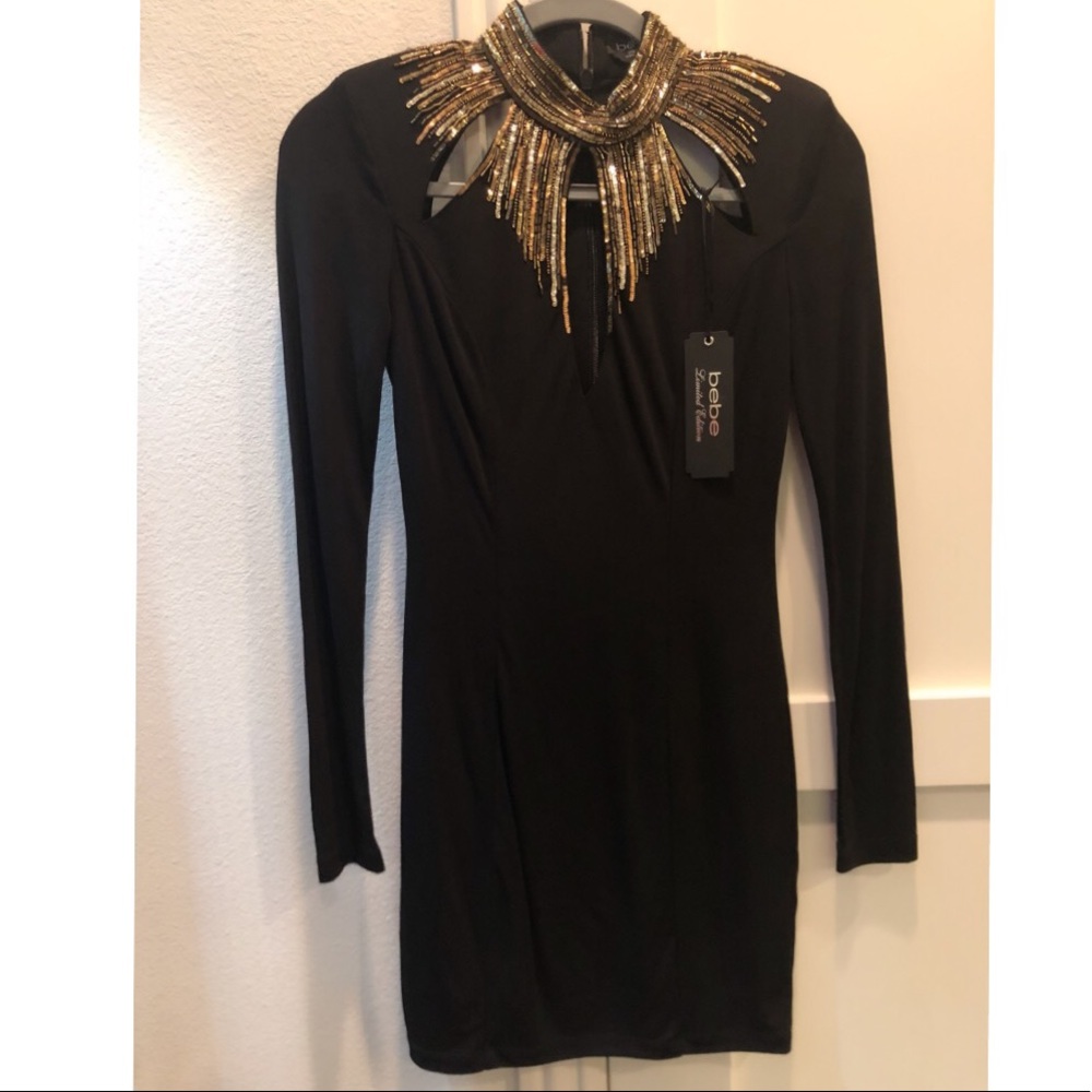 Limited edition black long sleeve Bebe dress